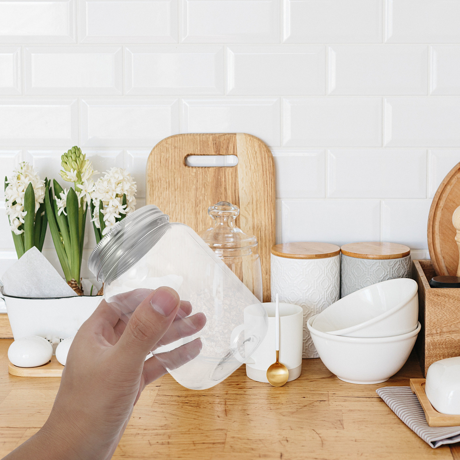 Food Storage Airtight - Juego de 4 Frascos de Plástico