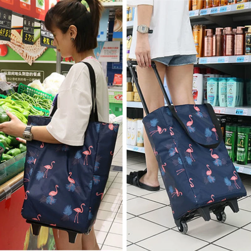 Food Storage On Wheels - Bolso de compras plegable con ruedas