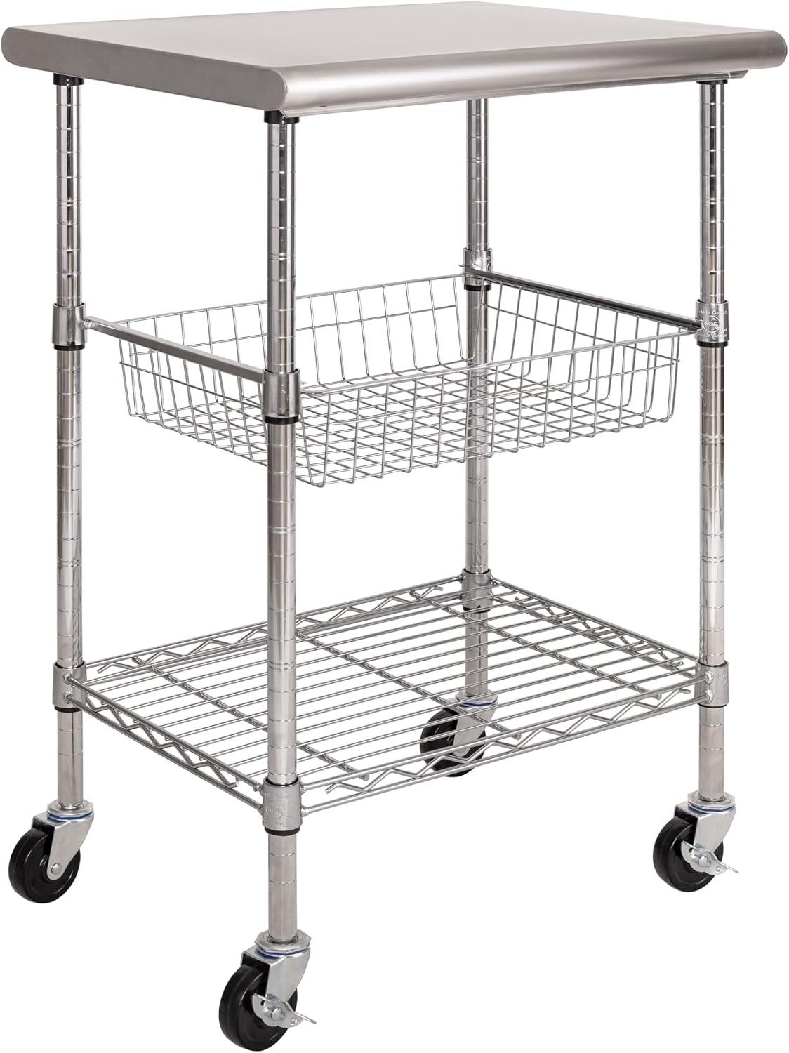 Food Storage On Wheels - Carrito de preparación comercial de acero