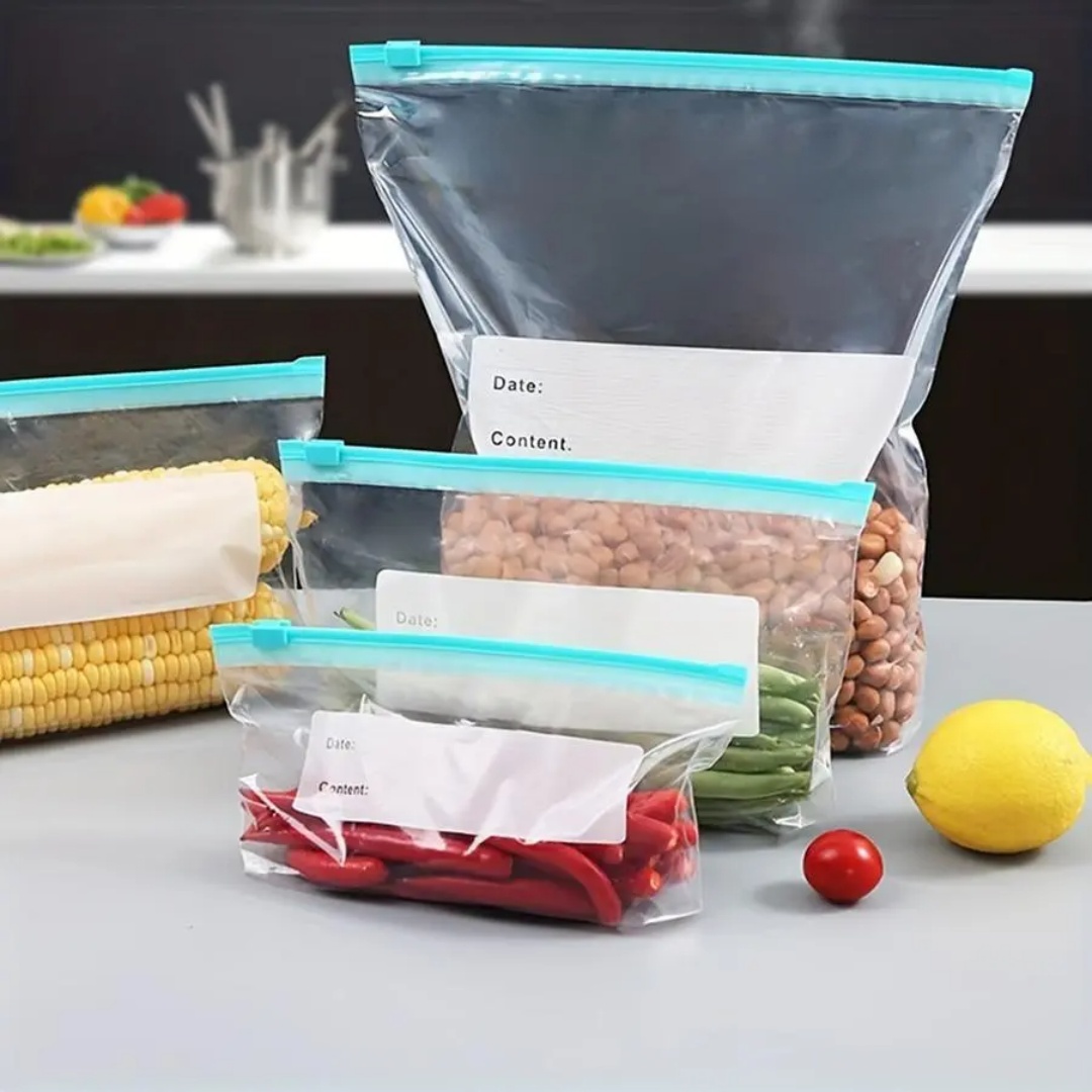 Food Storage Zipper Bags - 60 bolsas reutilizables para refrigerador, bolsas