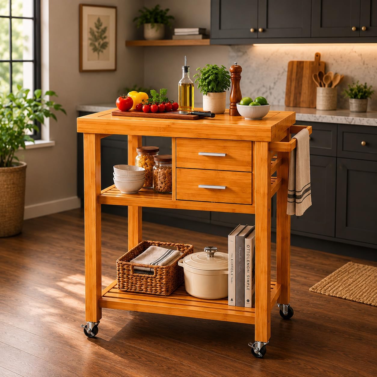 Food Storage On Wheels - Carrito de cocina rodante con ruedas,