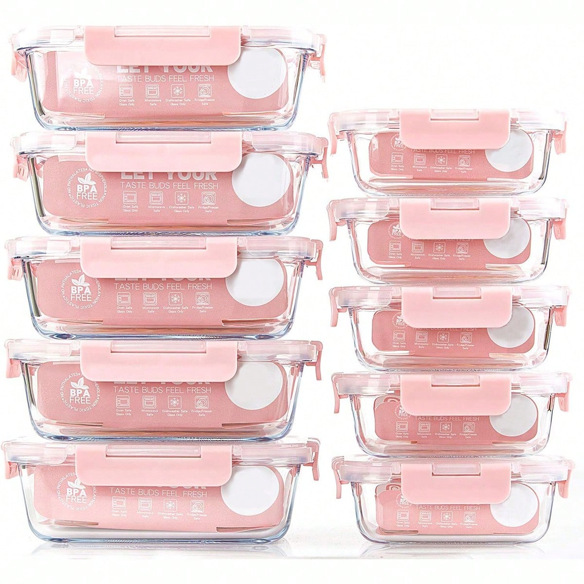 Food Storage Glass Box - Paquete de 10 recipientes de vidrio