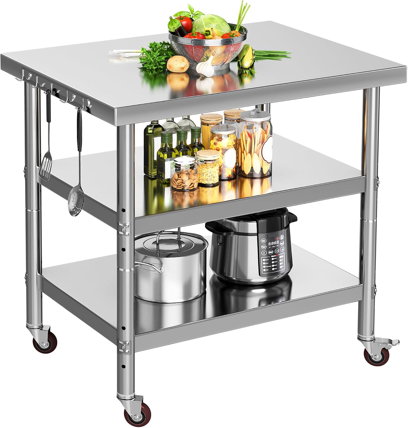 Food Storage On Wheels - Mesa de Preparación de Alimentos de