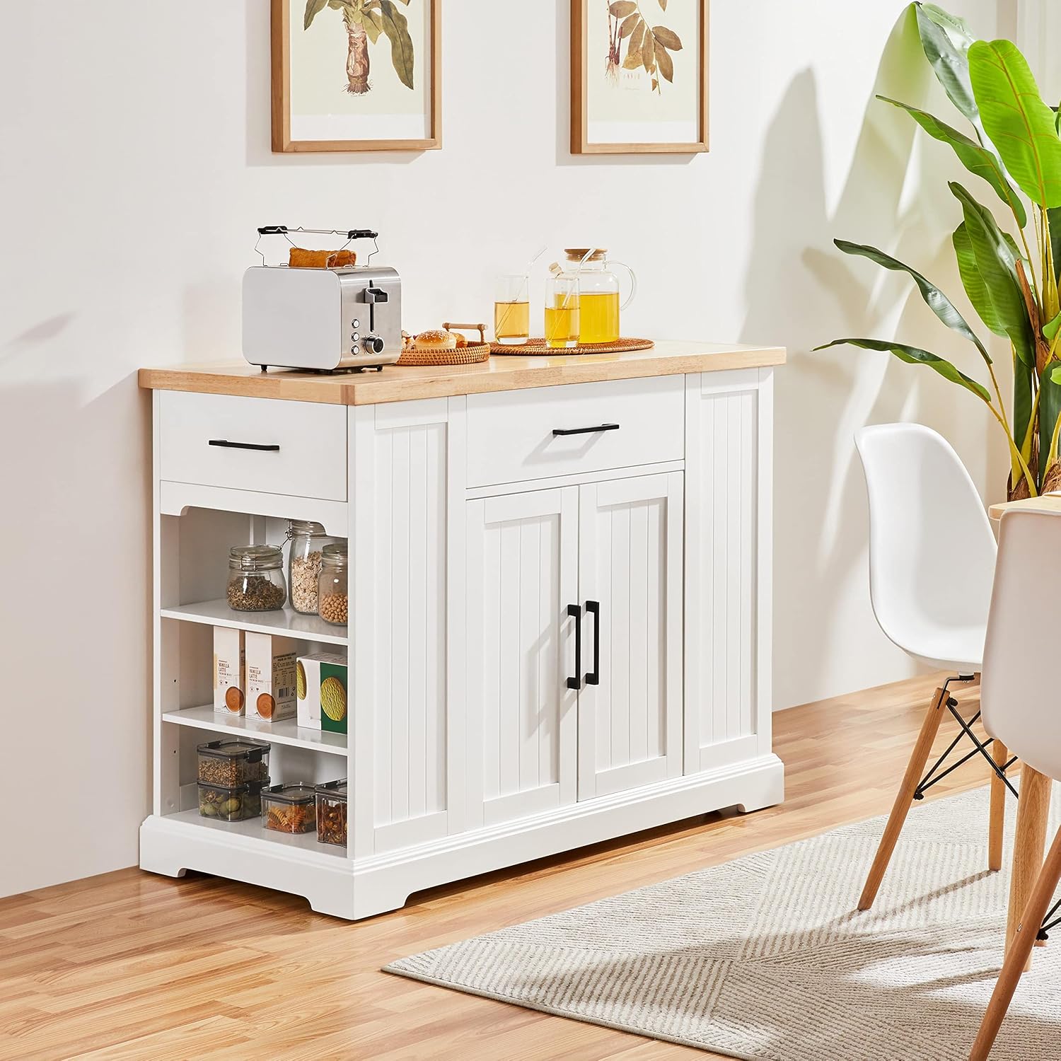 Carrito de cocina móvil blanco - Food Storage On Wheels reseña y precio