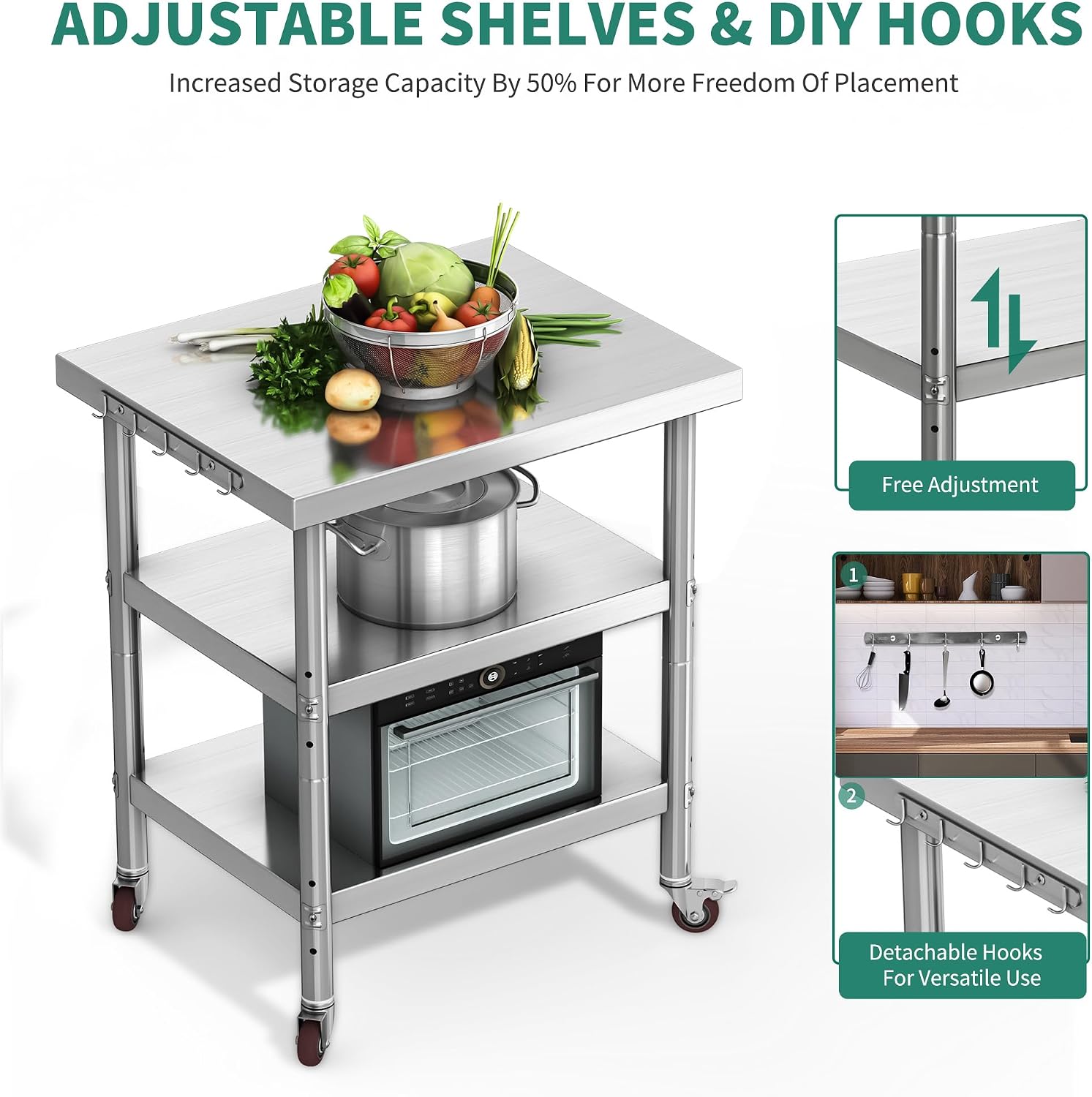 Mesa de Preparación de Aliment - Food Storage On Wheels reseña y precio