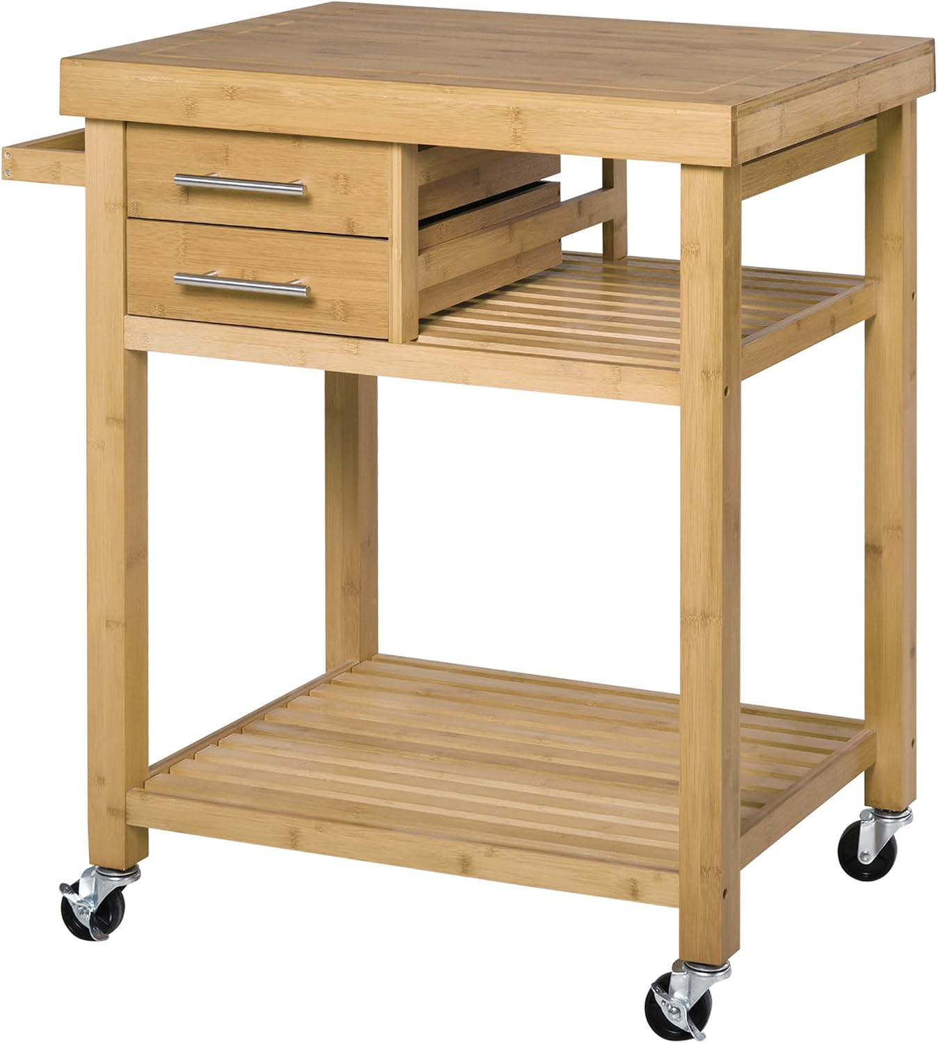Carrito de cocina de bambú con - Food Storage On Wheels reseña y precio