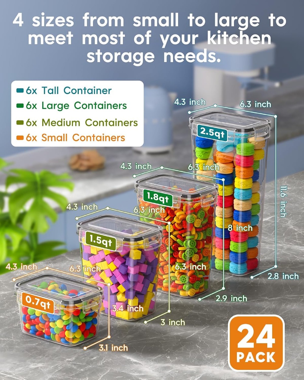 24 Recipientes Herméticos para - Food Storage Airtight reseña y precio